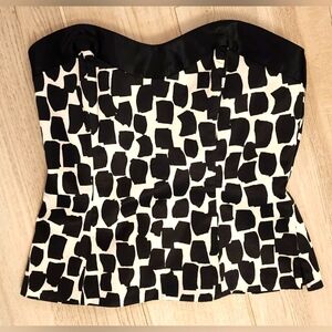 White House Black Market Abstract Black and White Bustier